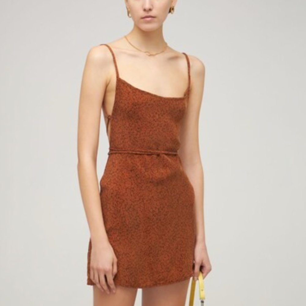 Anemos The Km Tie Printed Cupro Mini Dress